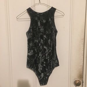 texturized green velvet bodysuit